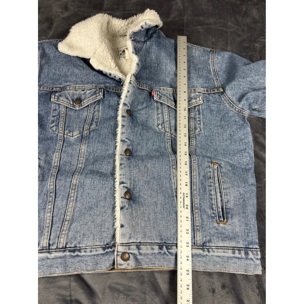 Levis Mens Vintage Sherpa Lined Denim Trucker Jacket 70609-4891 Blue Large - Picture 8 of 10